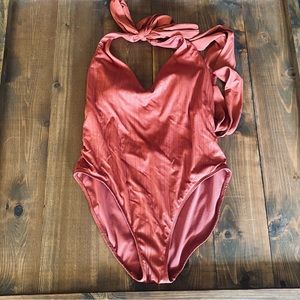 Time and Tru ribbed halter swimsuit